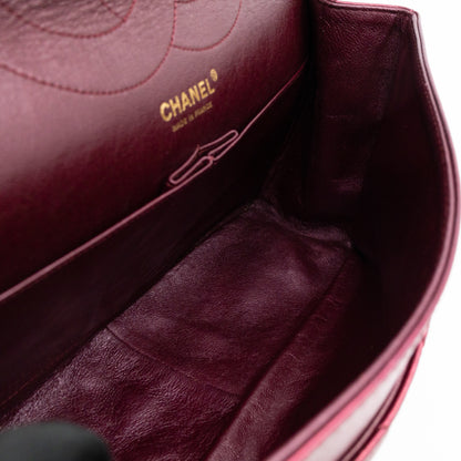 2.55 Reissue 227 Double Flap Bag Burgundy Metallic Leather