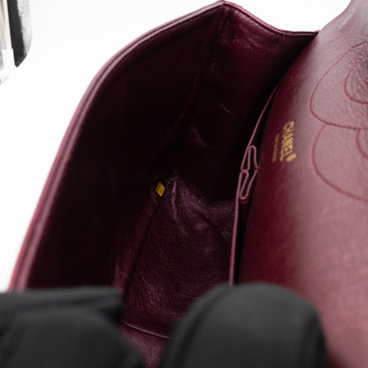 2.55 Reissue 227 Double Flap Bag Burgundy Metallic Leather
