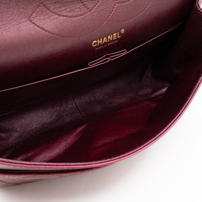 2.55 Reissue 227 Double Flap Bag Burgundy Metallic Leather