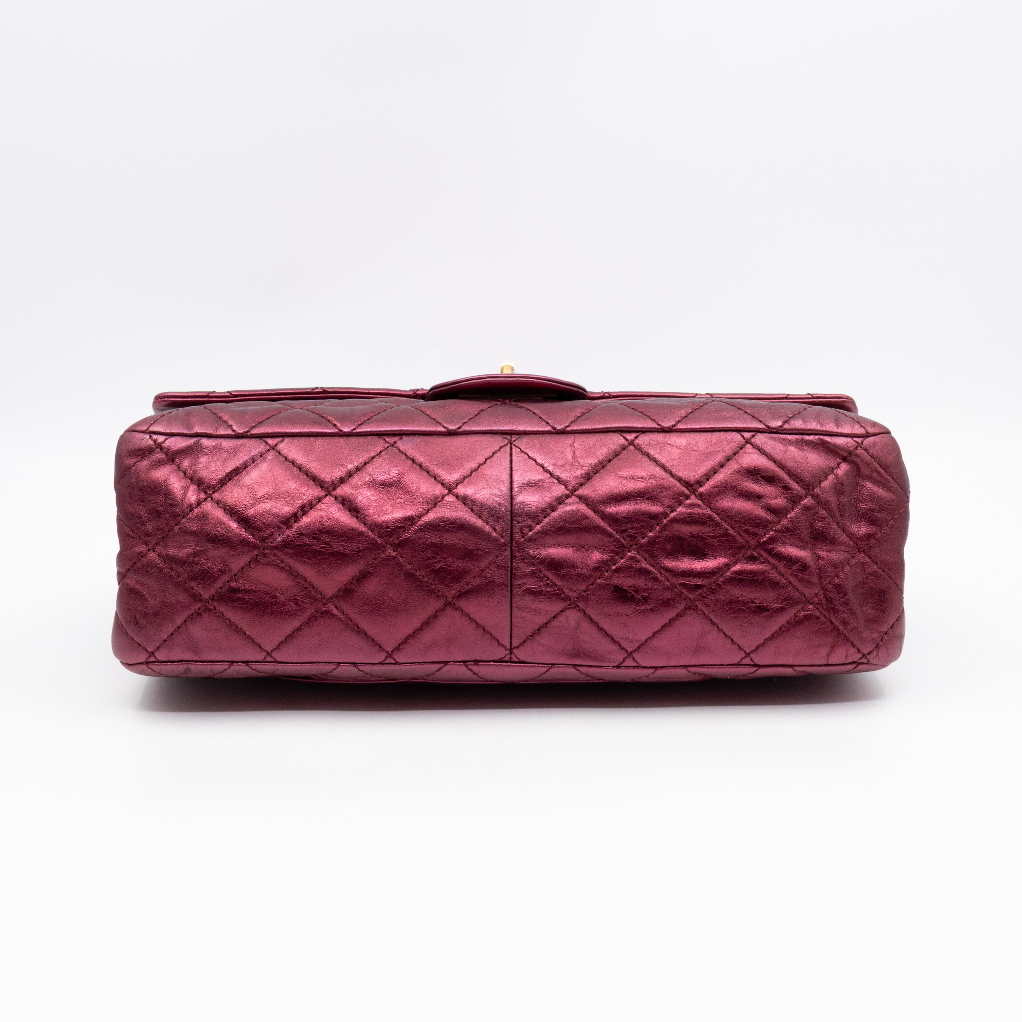 2.55 Reissue 227 Double Flap Bag Burgundy Metallic Leather