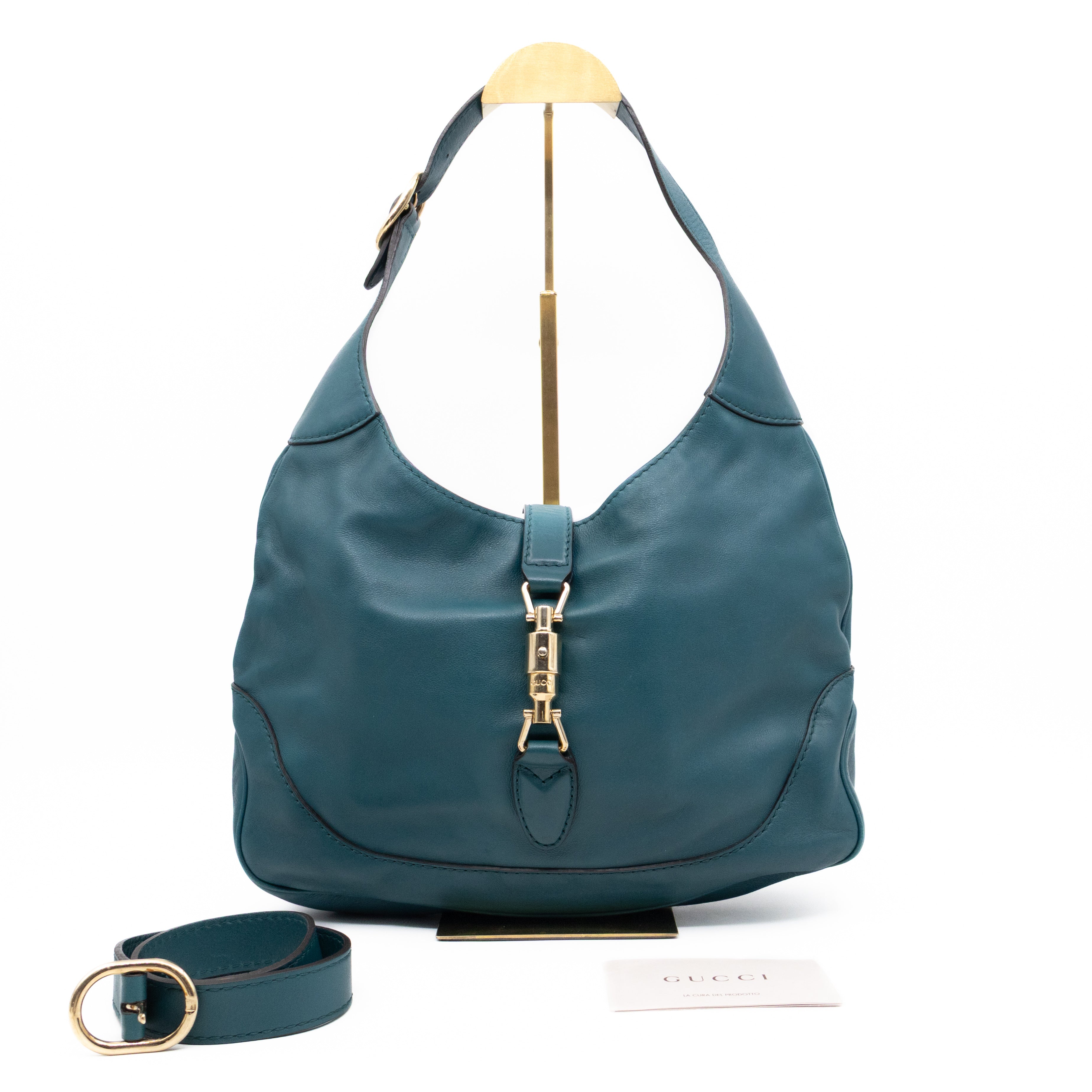 Jackie Medium Hobo Bag Turquoise Leather