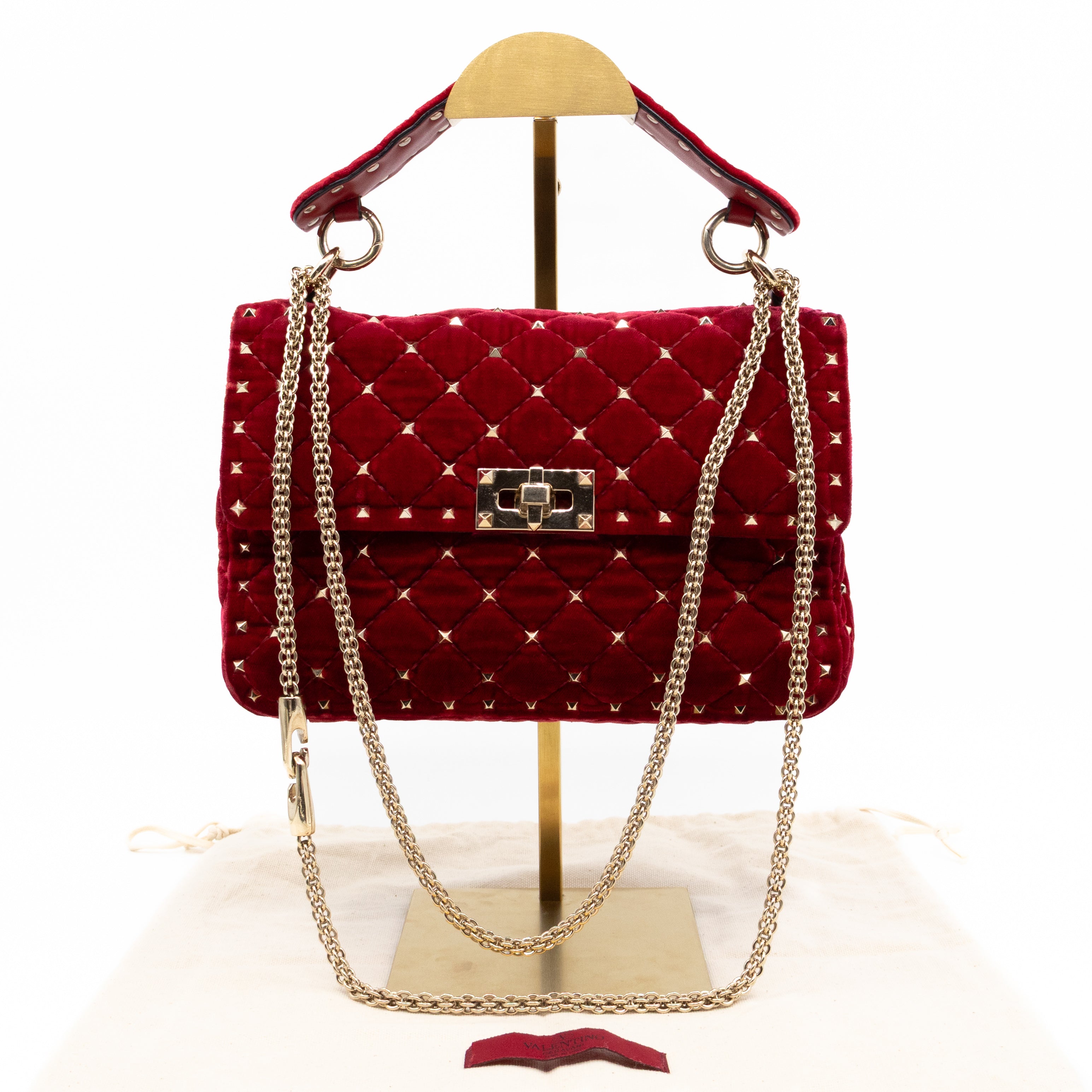 Rockstud Spike Medium Shoulder Bag Red Velvet
