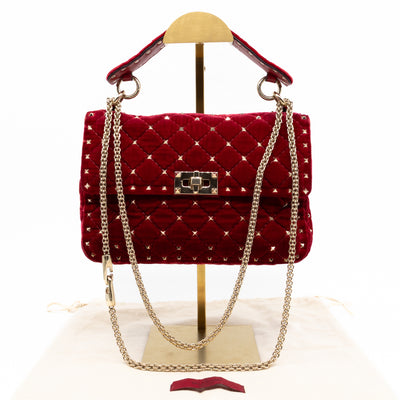 Rockstud Spike Medium Shoulder Bag Red Velvet