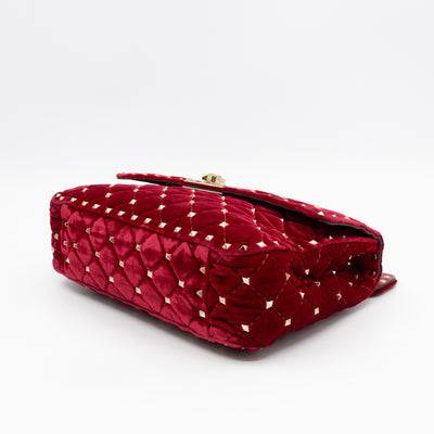Rockstud Spike Medium Shoulder Bag Red Velvet