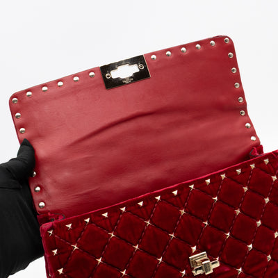 Rockstud Spike Medium Shoulder Bag Red Velvet
