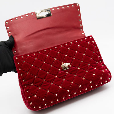 Rockstud Spike Medium Shoulder Bag Red Velvet