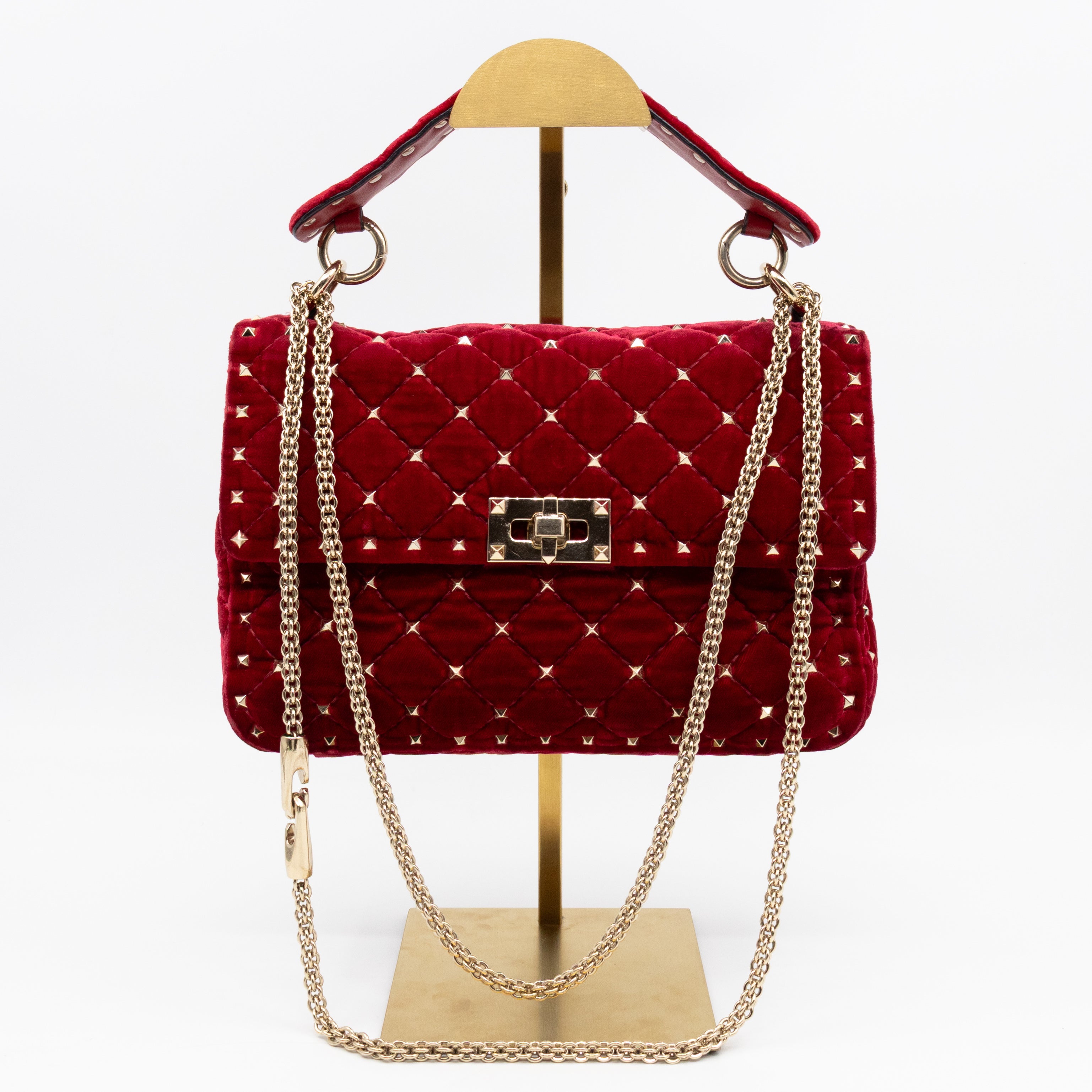 Rockstud Spike Medium Shoulder Bag Red Velvet