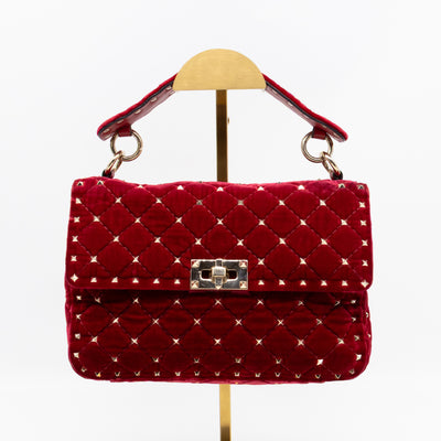 Rockstud Spike Medium Shoulder Bag Red Velvet