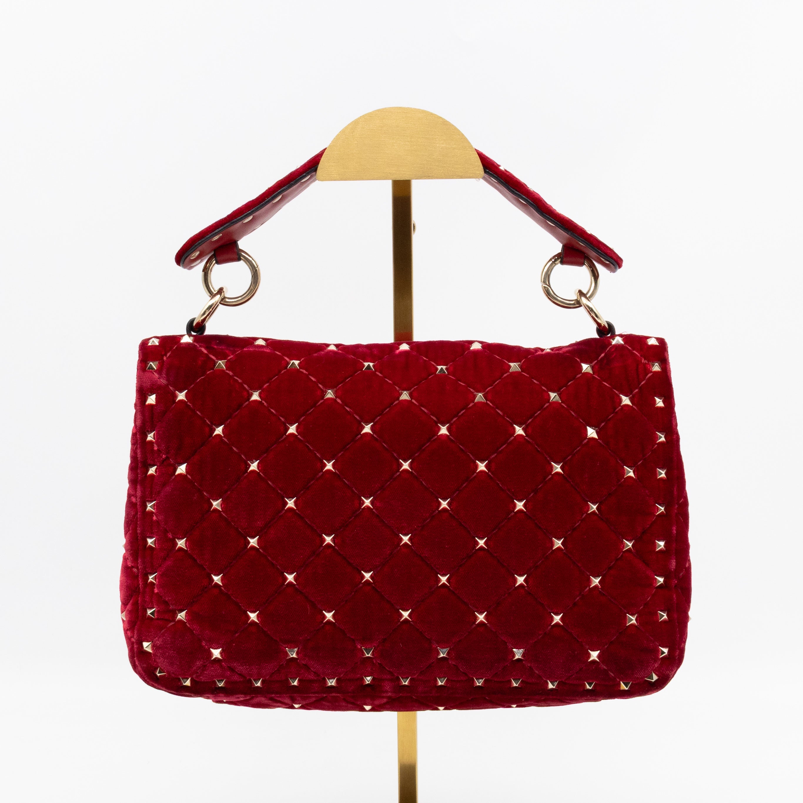 Rockstud Spike Medium Shoulder Bag Red Velvet
