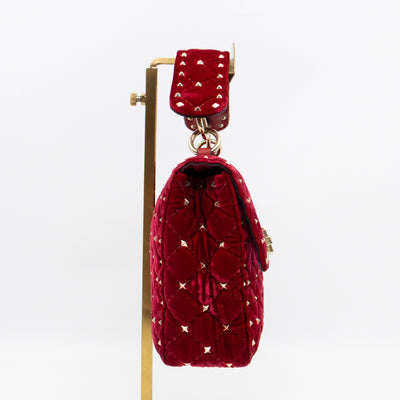 Rockstud Spike Medium Shoulder Bag Red Velvet