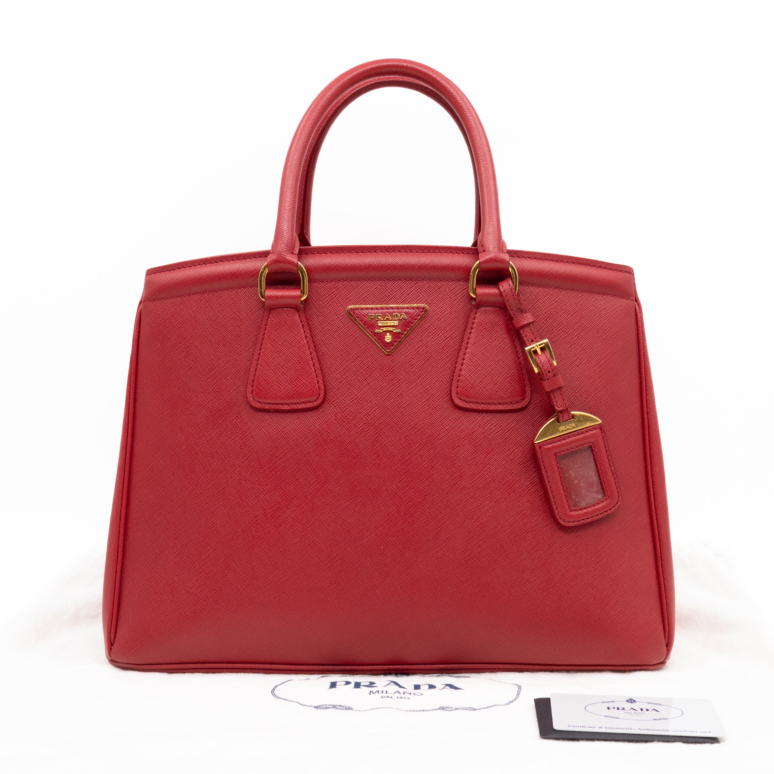 Parabole Shopping Tote Red Saffiano Leather