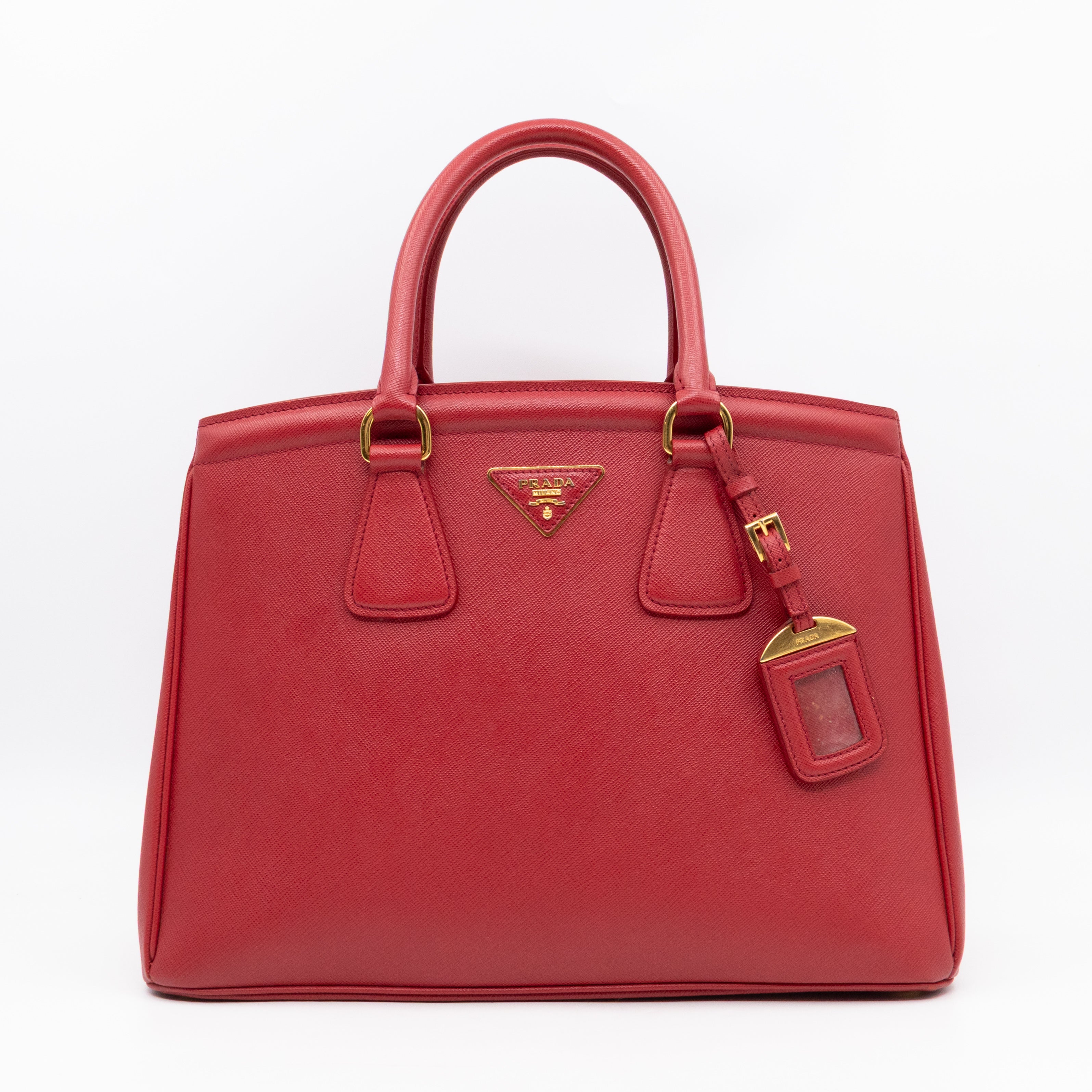 Parabole Shopping Tote Red Saffiano Leather