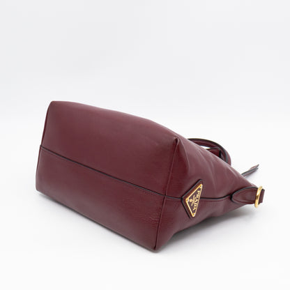 Canapa Two-way Tote Bag Burgundy Logo Embossed Leather