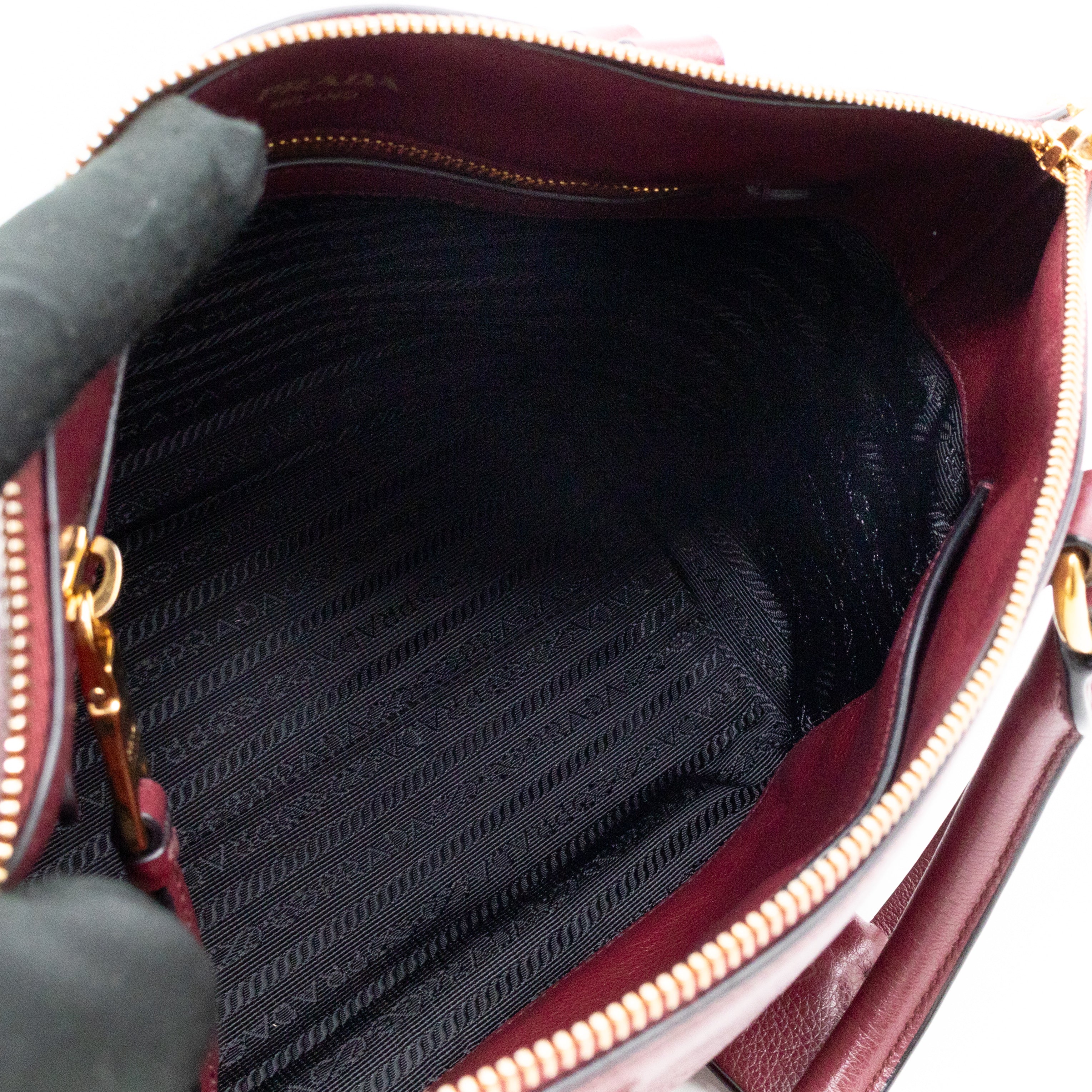 Canapa Two-way Tote Bag Burgundy Logo Embossed Leather