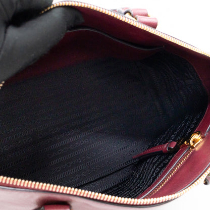 Canapa Two-way Tote Bag Burgundy Logo Embossed Leather