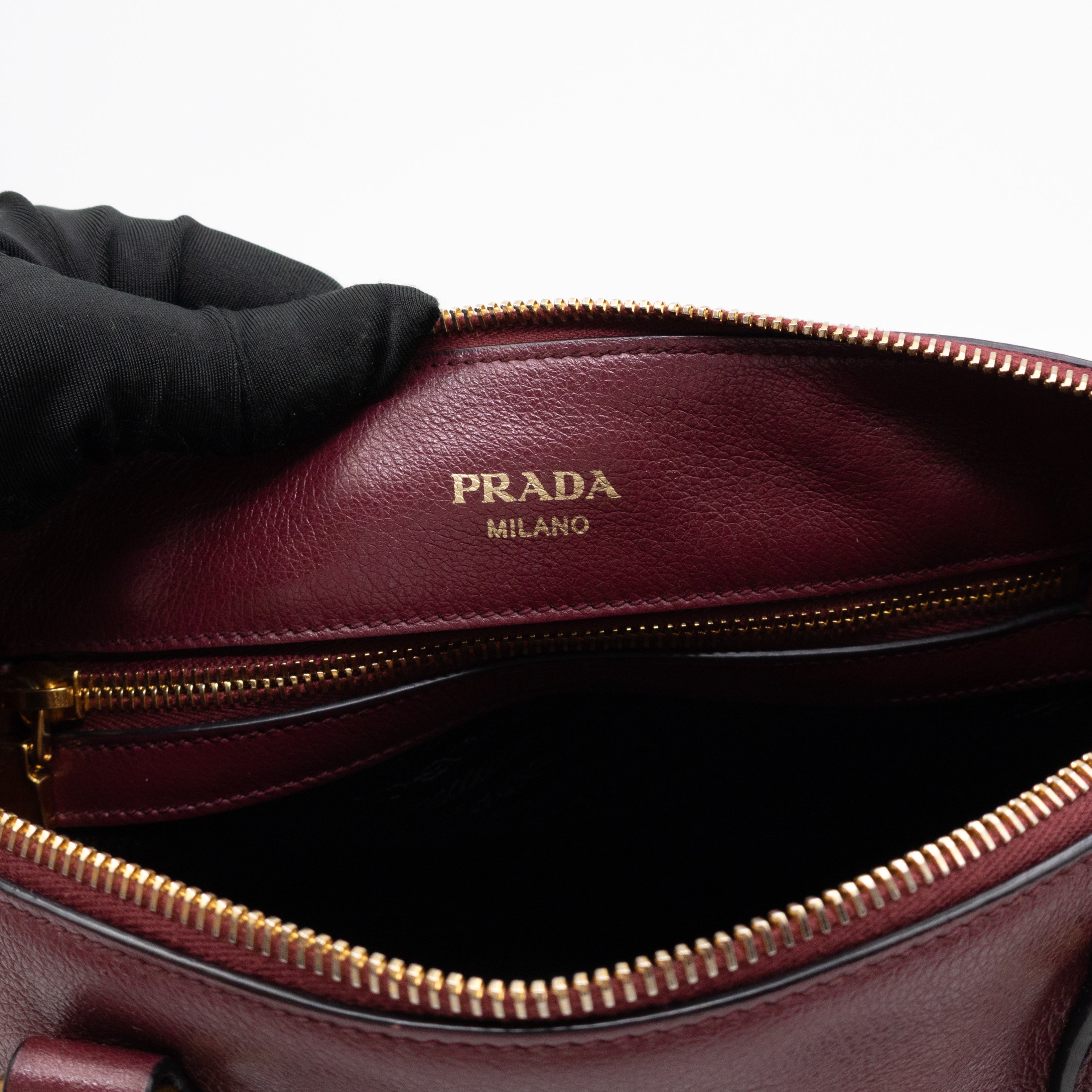 Canapa Two-way Tote Bag Burgundy Logo Embossed Leather