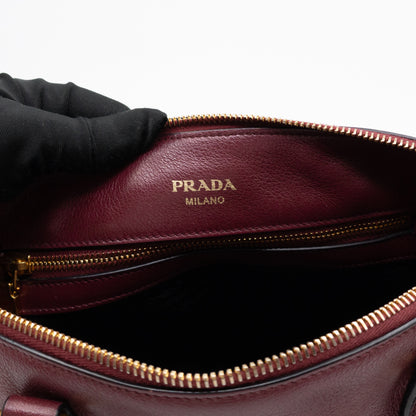 Canapa Two-way Tote Bag Burgundy Logo Embossed Leather
