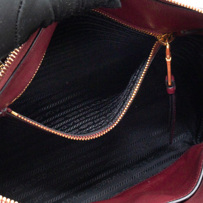Canapa Two-way Tote Bag Burgundy Logo Embossed Leather