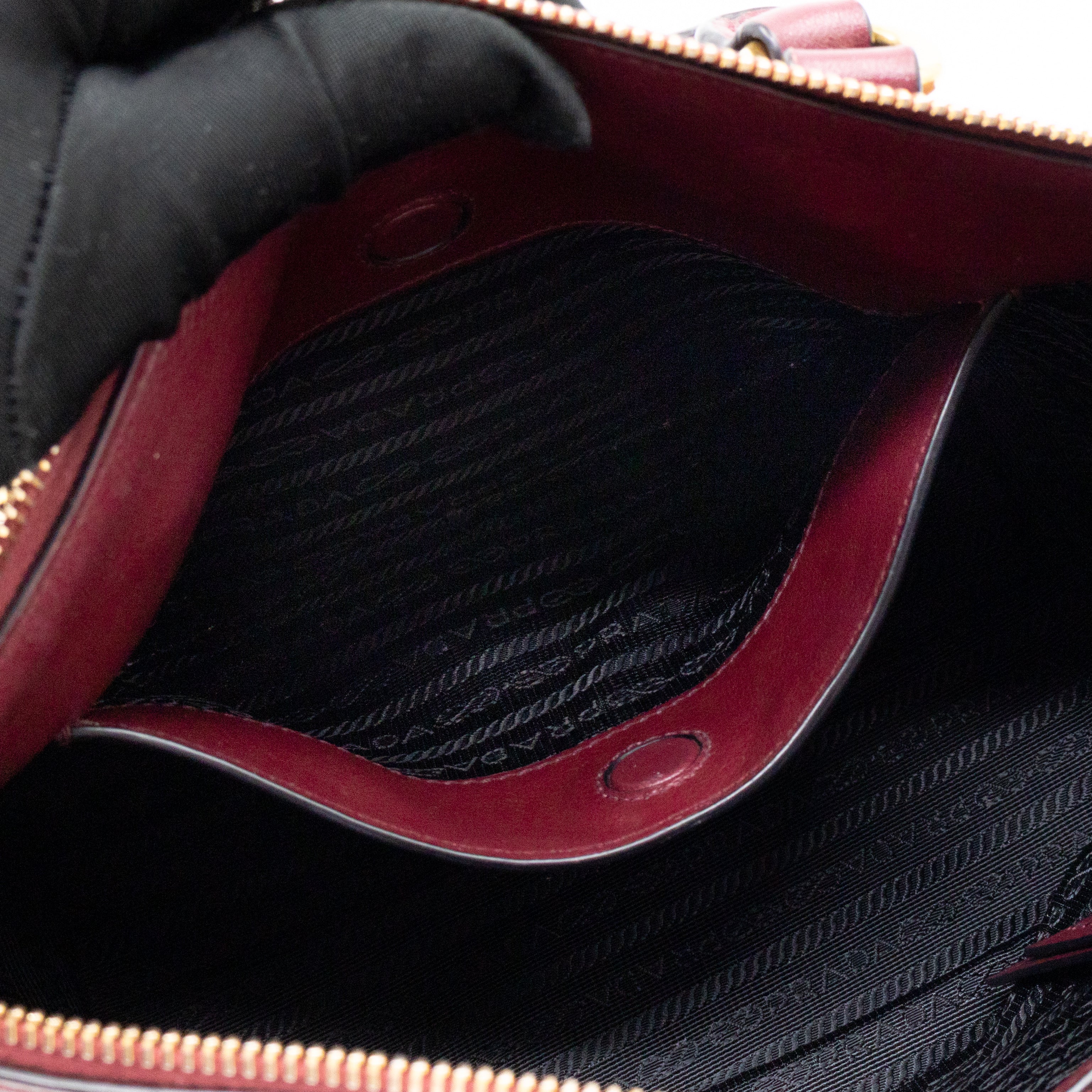 Canapa Two-way Tote Bag Burgundy Logo Embossed Leather