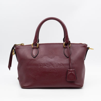 Canapa Two-way Tote Bag Burgundy Logo Embossed Leather