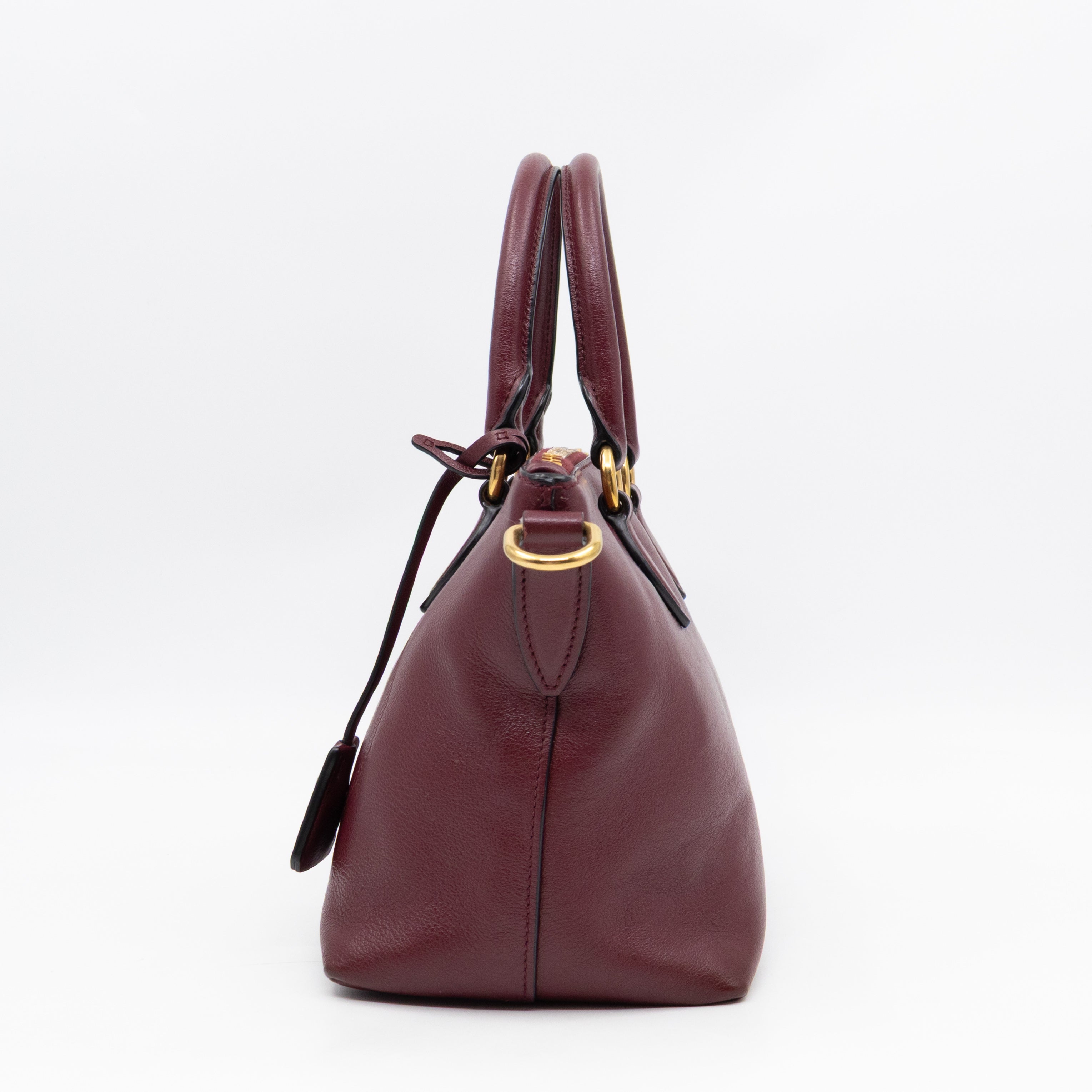 Canapa Two-way Tote Bag Burgundy Logo Embossed Leather