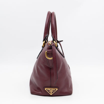 Canapa Two-way Tote Bag Burgundy Logo Embossed Leather