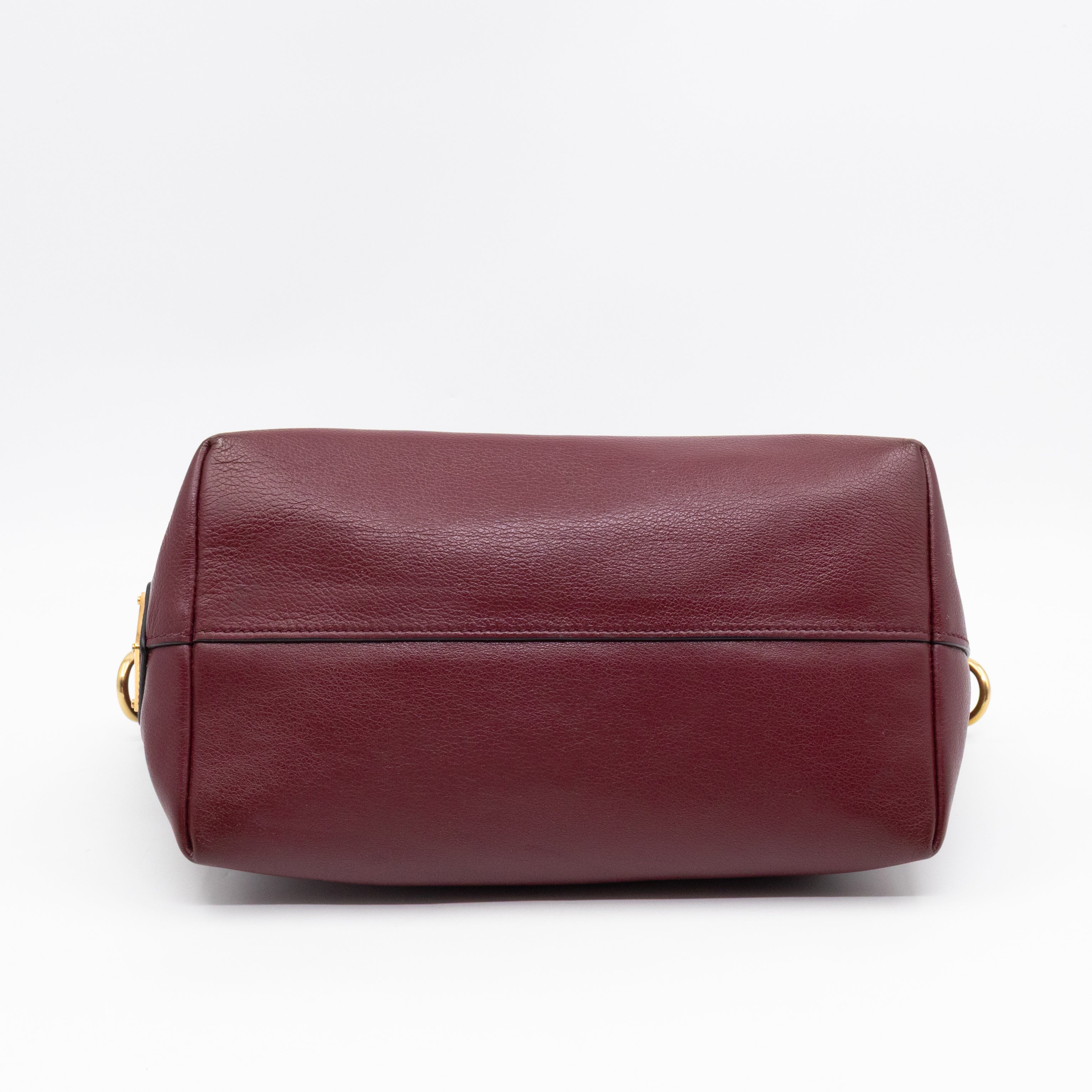 Canapa Two-way Tote Bag Burgundy Logo Embossed Leather