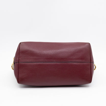Canapa Two-way Tote Bag Burgundy Logo Embossed Leather