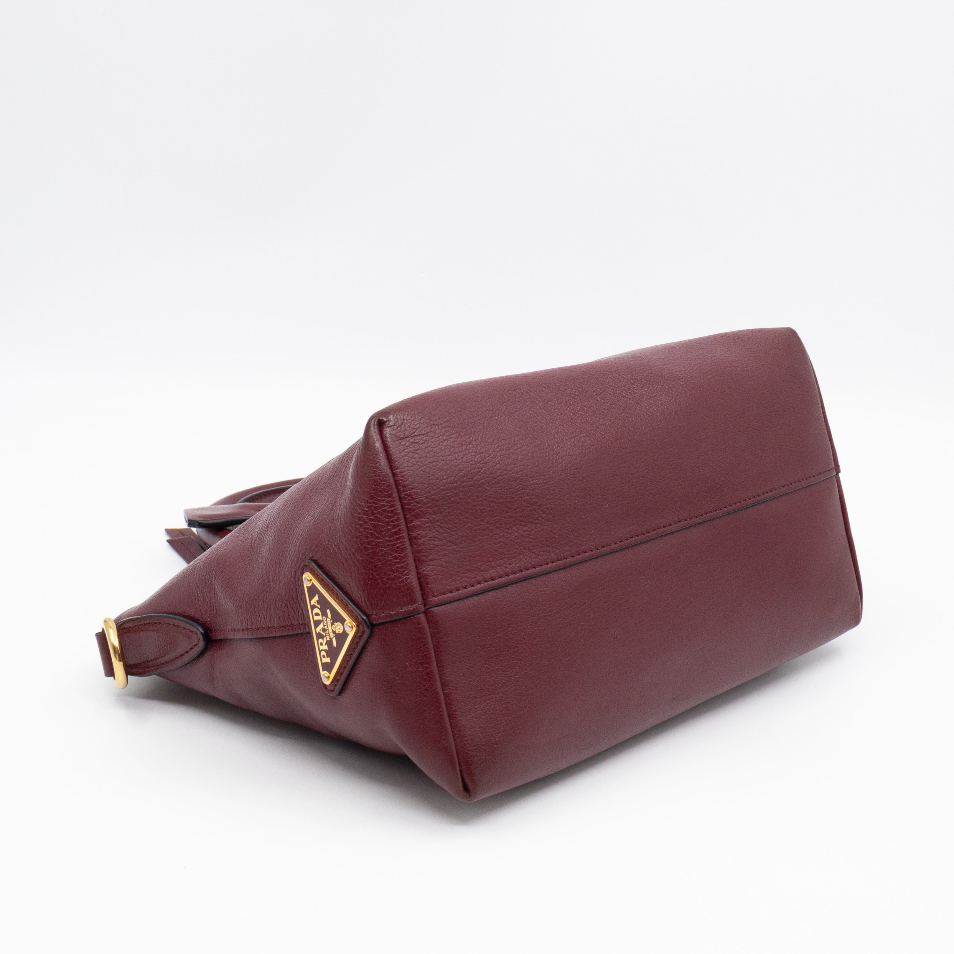 Canapa Two-way Tote Bag Burgundy Logo Embossed Leather
