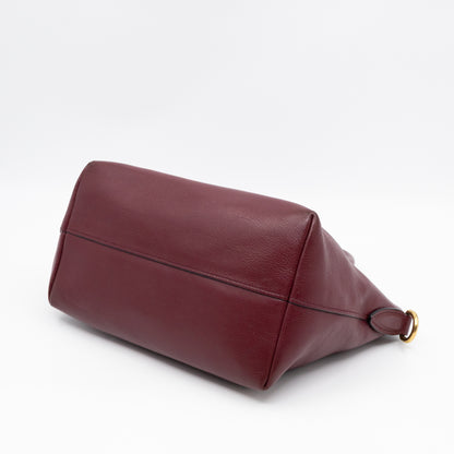Canapa Two-way Tote Bag Burgundy Logo Embossed Leather