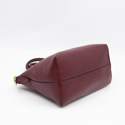 Canapa Two-way Tote Bag Burgundy Logo Embossed Leather