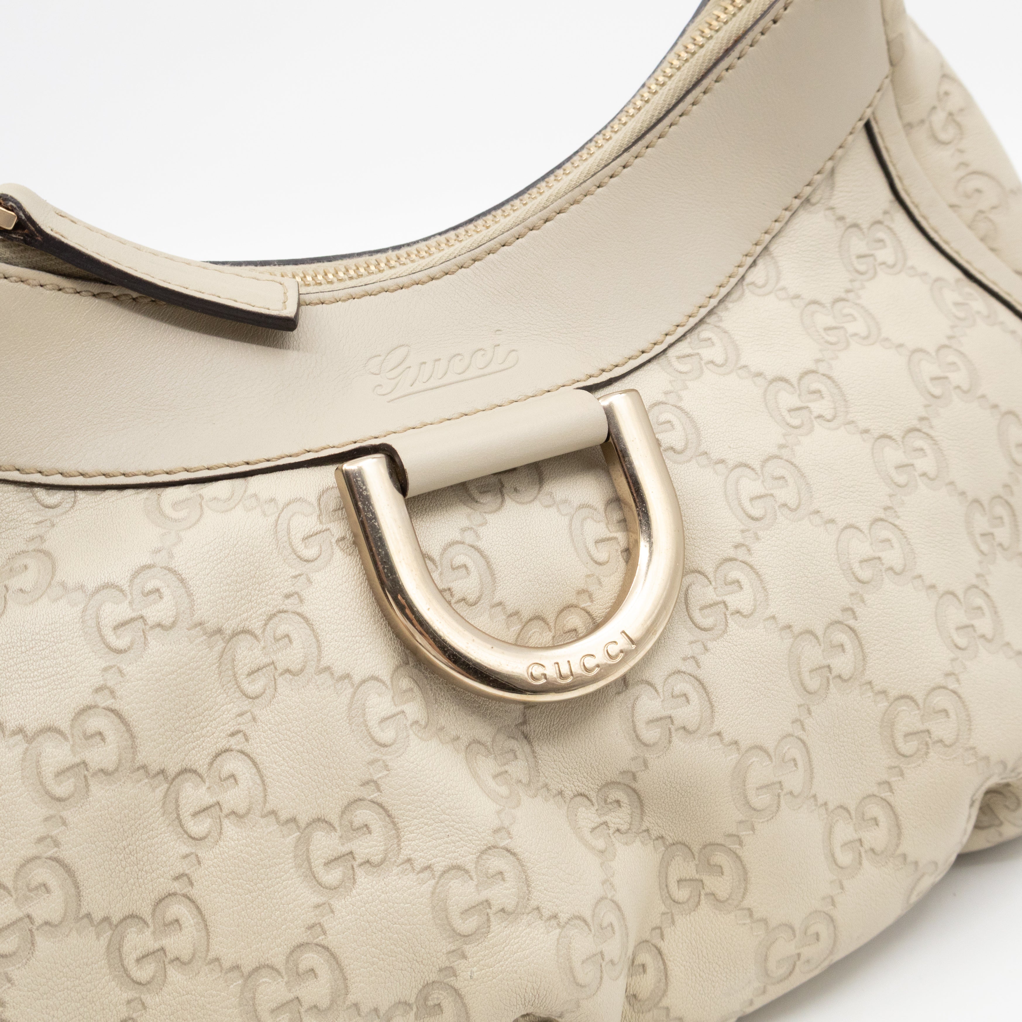 Abbey D-Ring Shoulder Bag Beige Guccissima Leather