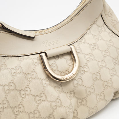 Abbey D-Ring Shoulder Bag Beige Guccissima Leather