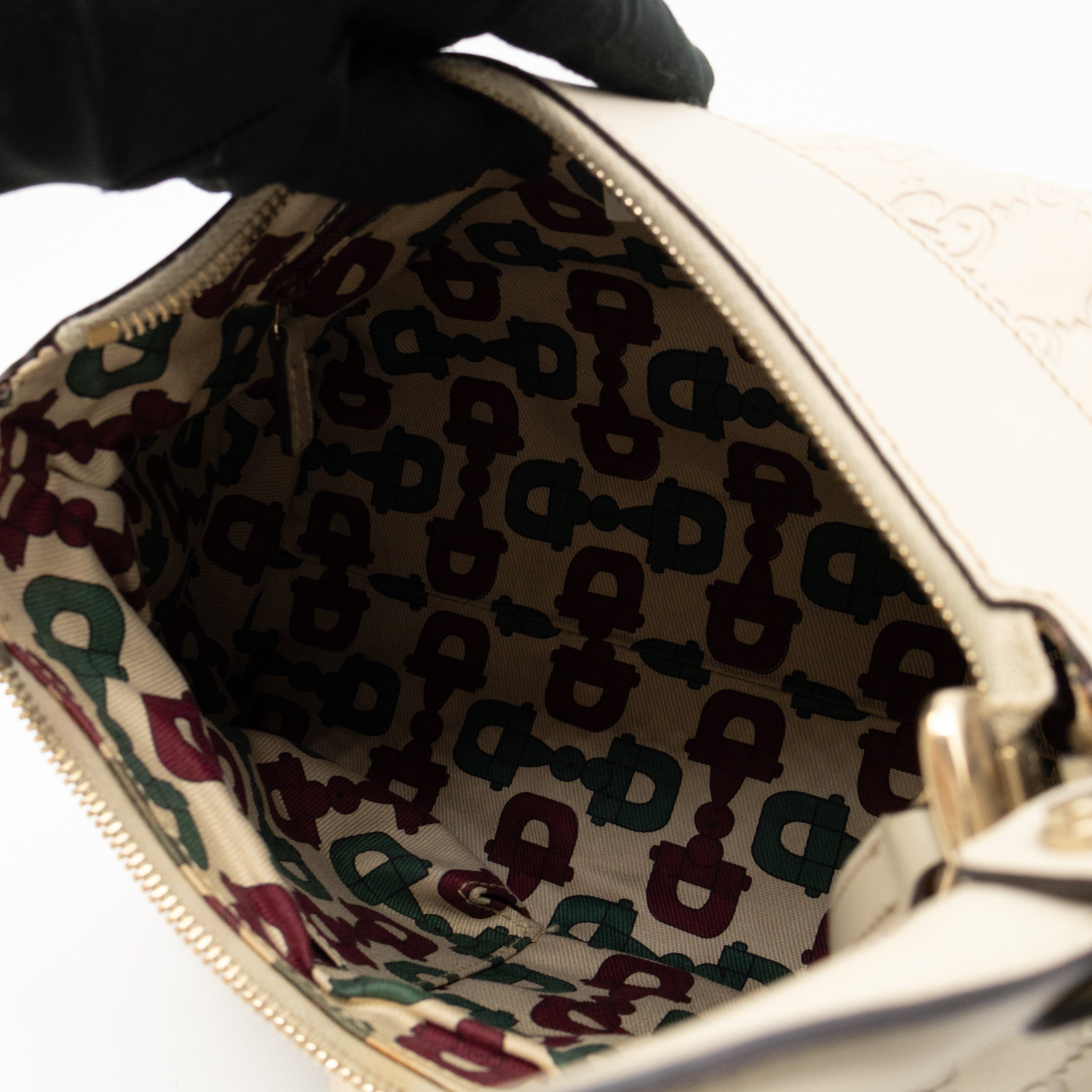 Abbey D-Ring Shoulder Bag Beige Guccissima Leather