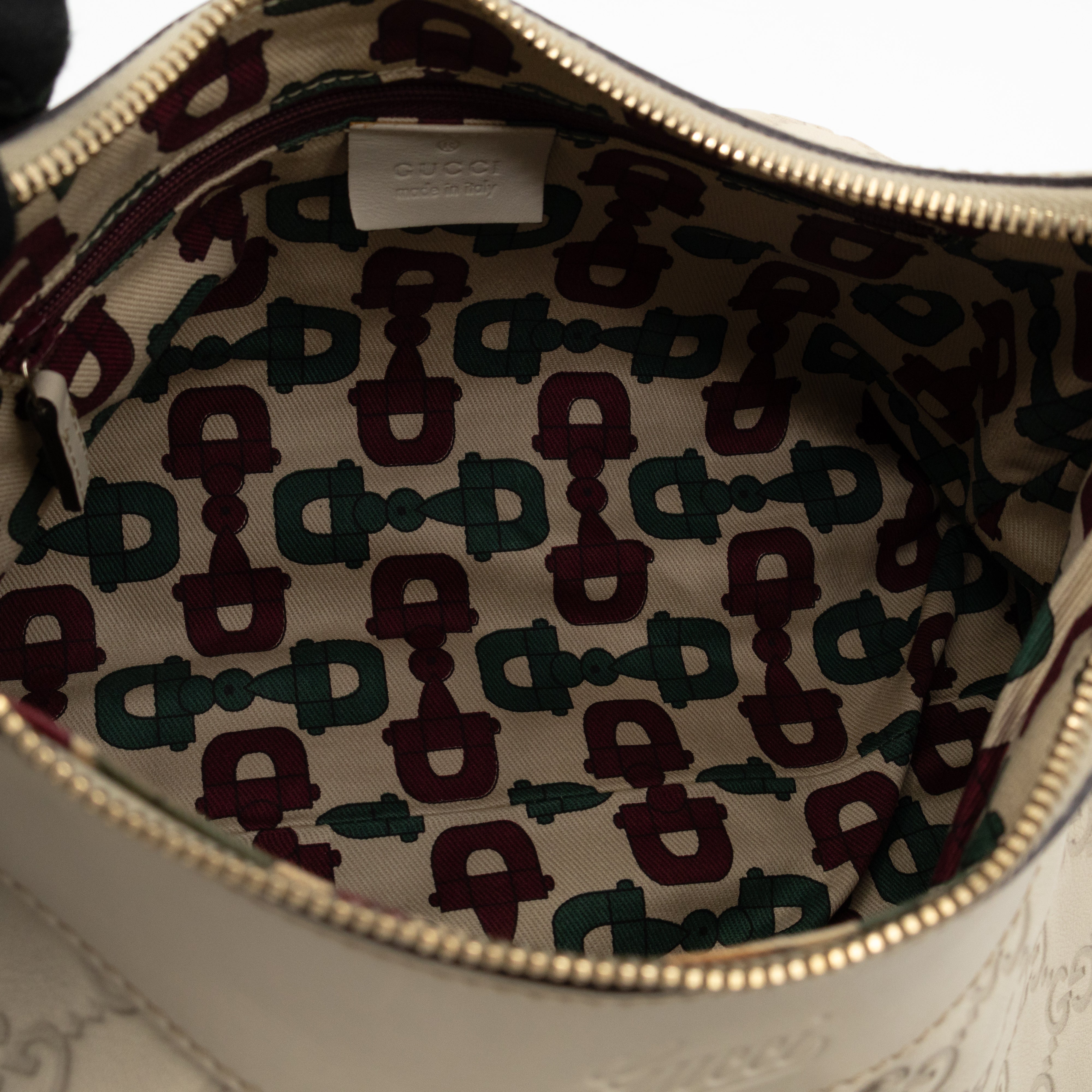 Abbey D-Ring Shoulder Bag Beige Guccissima Leather
