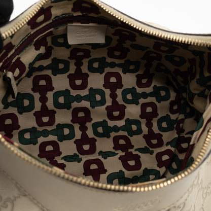Abbey D-Ring Shoulder Bag Beige Guccissima Leather