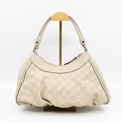 Abbey D-Ring Shoulder Bag Beige Guccissima Leather