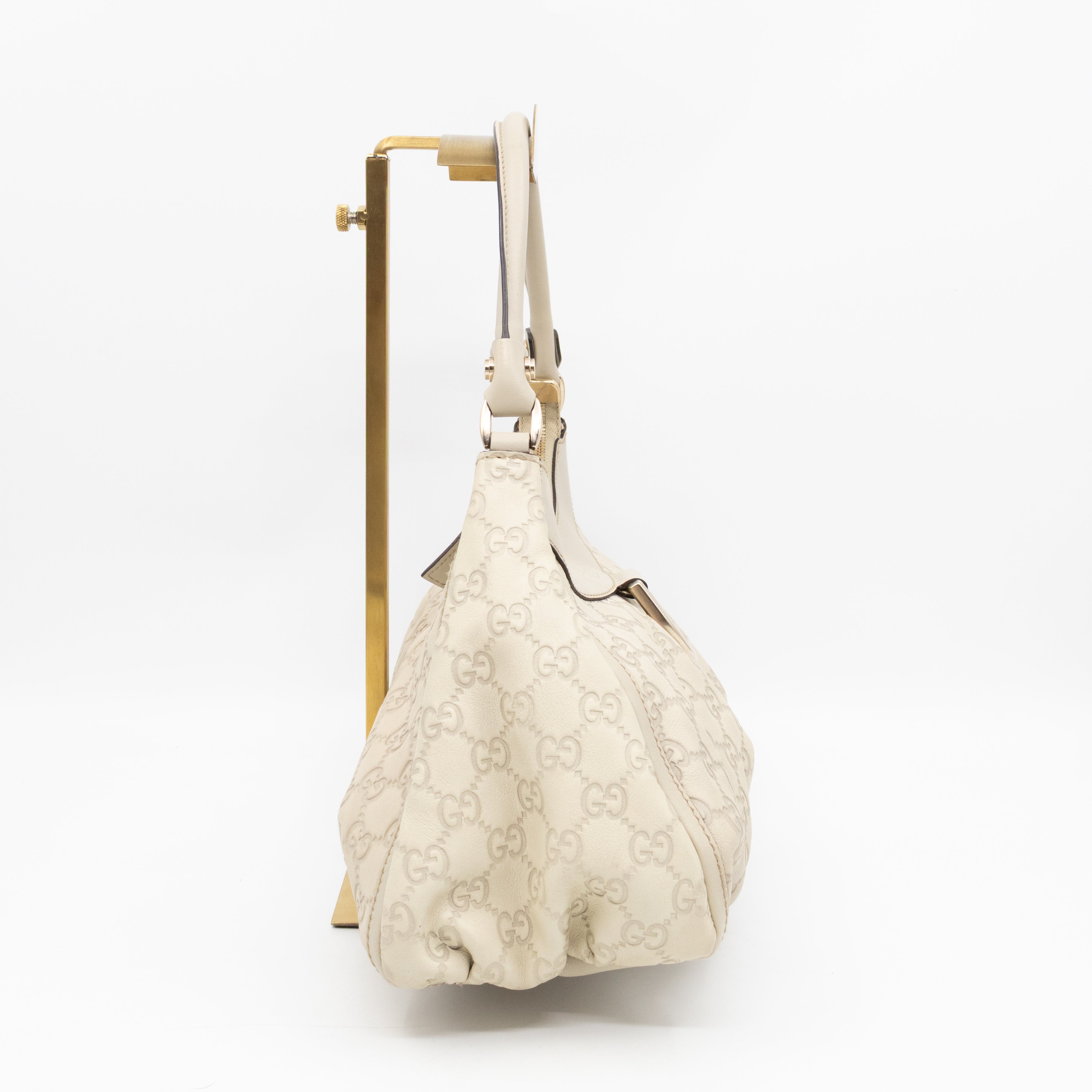 Abbey D-Ring Shoulder Bag Beige Guccissima Leather