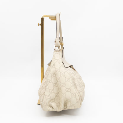 Abbey D-Ring Shoulder Bag Beige Guccissima Leather