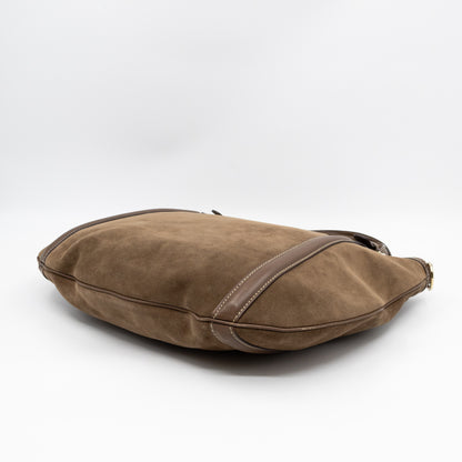 Interlocking G Britt Hobo Bag Brown Suede Leather