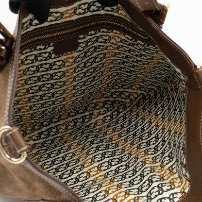 Interlocking G Britt Hobo Bag Brown Suede Leather