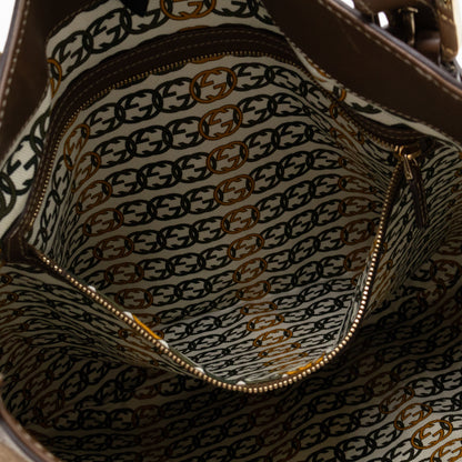 Interlocking G Britt Hobo Bag Brown Suede Leather