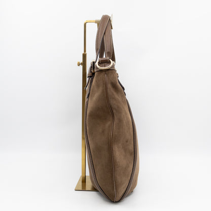 Interlocking G Britt Hobo Bag Brown Suede Leather