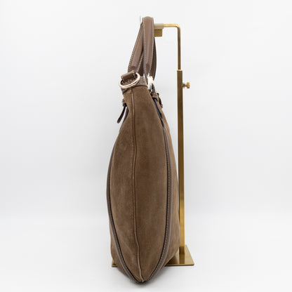 Interlocking G Britt Hobo Bag Brown Suede Leather