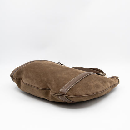 Interlocking G Britt Hobo Bag Brown Suede Leather