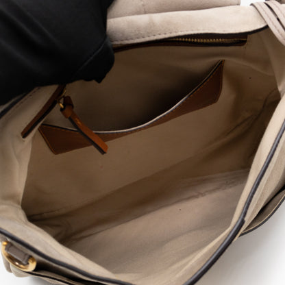 Lexa Medium Shoulder Bag Beige Suede Leather