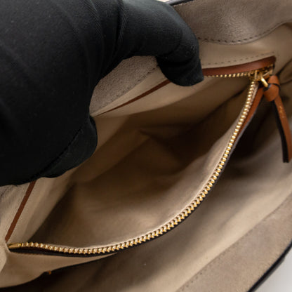 Lexa Medium Shoulder Bag Beige Suede Leather
