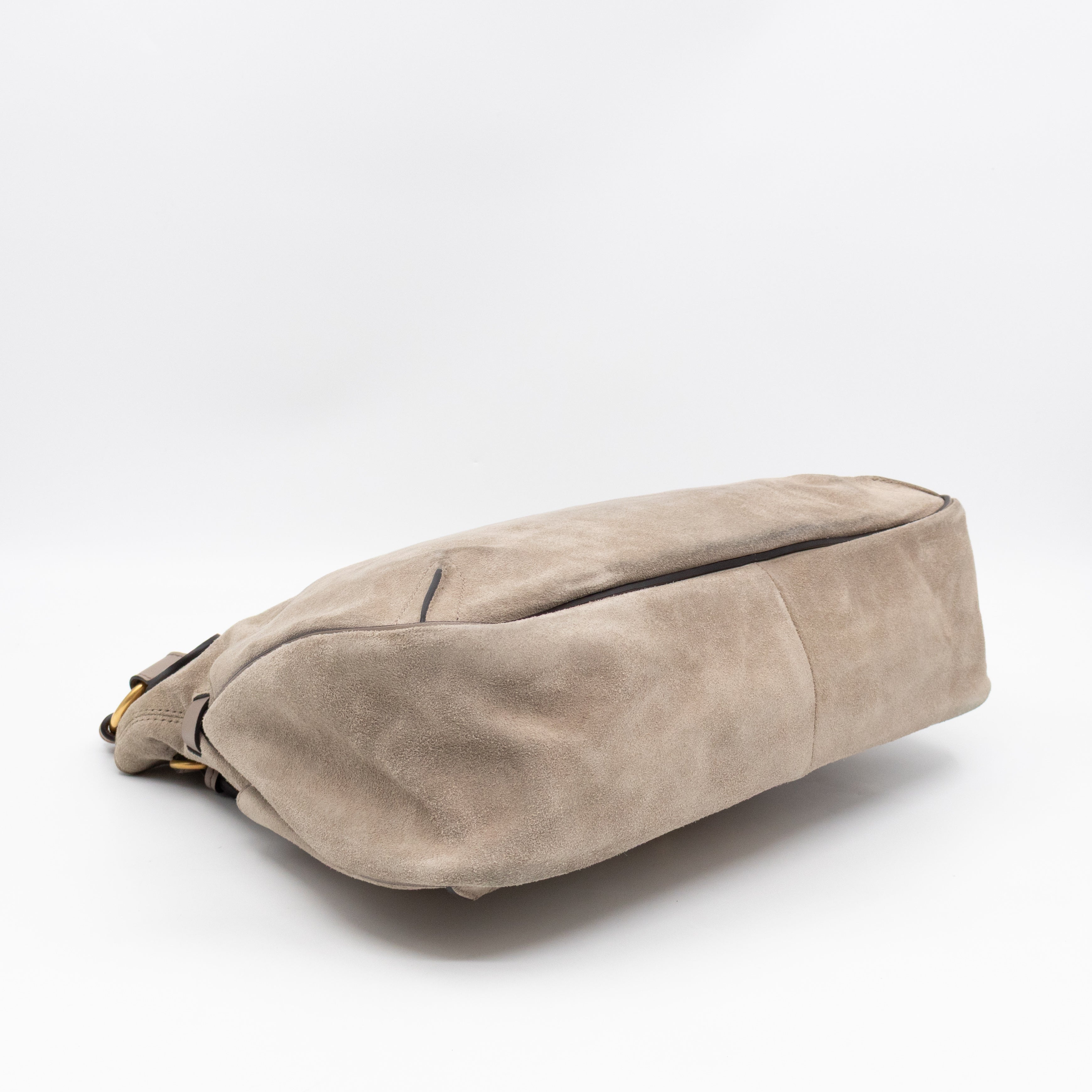 Lexa Medium Shoulder Bag Beige Suede Leather