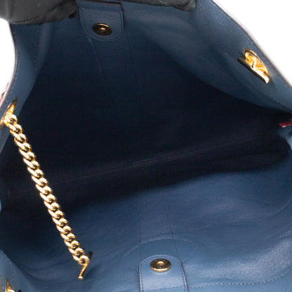 Rajah Tote Large Bag Blue Suede