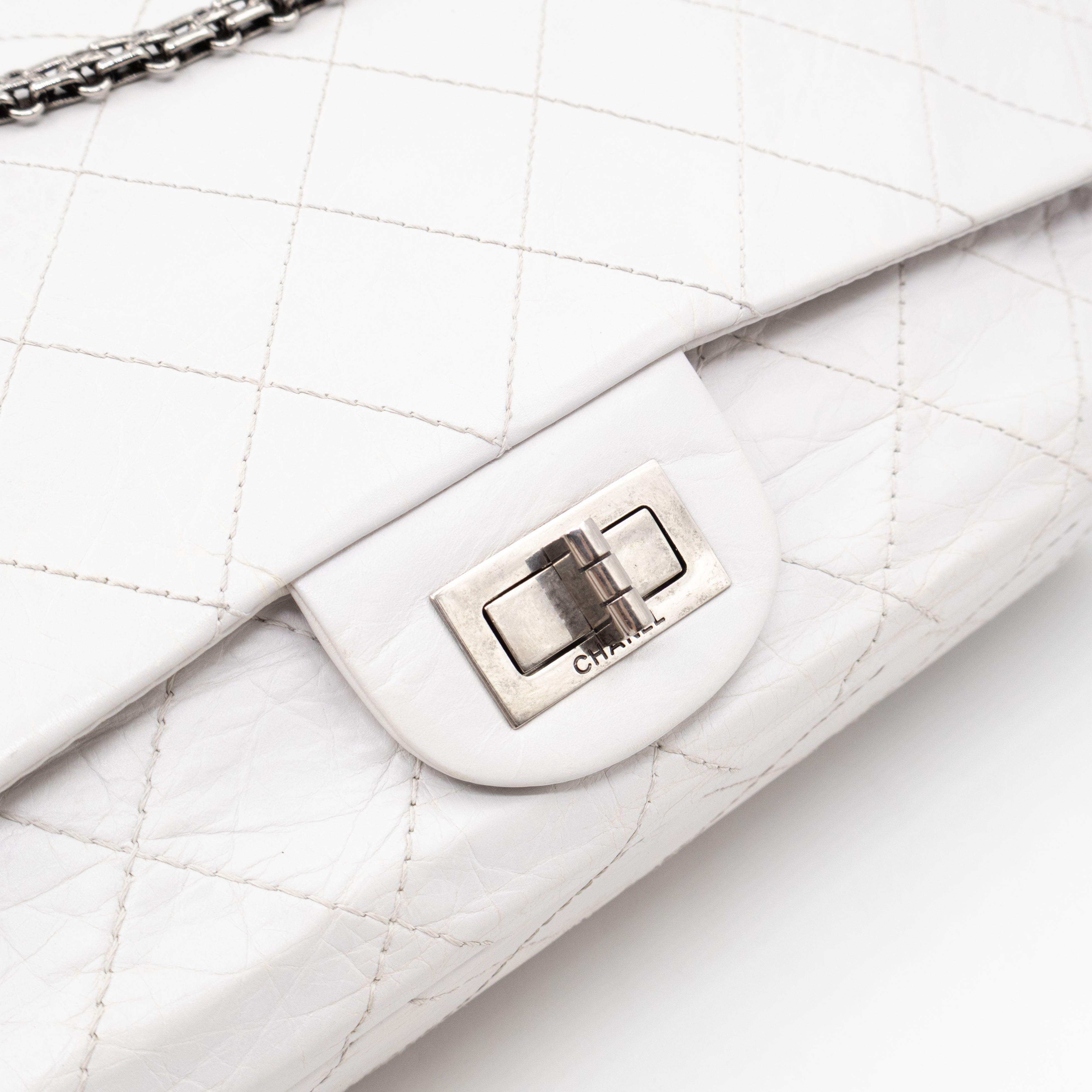 2.55 Reissue 228 Double Flap Bag White Leather